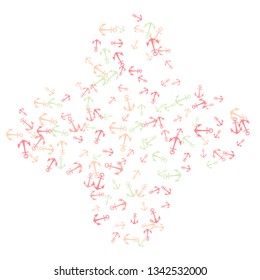 Pretty summer background with anchors. Anchor In Cartoon Free Style. Pattern Art Illustration Vector