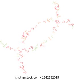 Pretty summer background with anchors. Anchor In Cartoon Free Style. Pattern Art Illustration Vector
