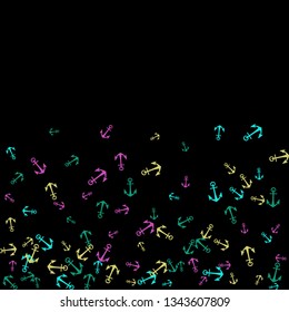 Pretty summer background with anchors. Anchor In Cartoon Free Style. Pattern Art Illustration Vector
