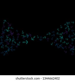 Pretty summer background with anchors. Anchor In Cartoon Free Style. Pattern Art Illustration Vector
