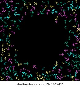 Pretty summer background with anchors. Anchor In Cartoon Free Style. Pattern Art Illustration Vector
