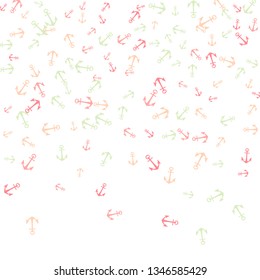 Pretty summer background with anchors. Anchor In Cartoon Free Style. Pattern Art Illustration Vector
