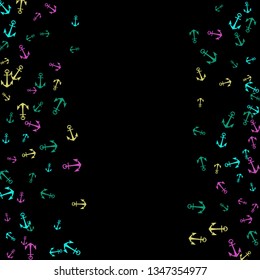 Pretty summer background with anchors. Anchor In Cartoon Free Style. Pattern Art Illustration Vector
