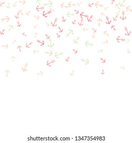 Pretty summer background with anchors. Anchor In Cartoon Free Style. Pattern Art Illustration Vector
