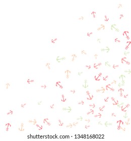Pretty summer background with anchors. Anchor In Cartoon Free Style. Pattern Art Illustration Vector
