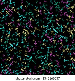 Pretty summer background with anchors. Anchor In Cartoon Free Style. Pattern Art Illustration Vector
