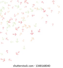 Pretty summer background with anchors. Anchor In Cartoon Free Style. Pattern Art Illustration Vector
