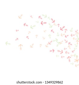Pretty summer background with anchors. Anchor In Cartoon Free Style. Pattern Art Illustration Vector