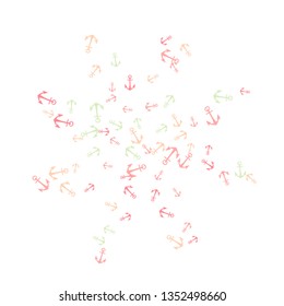 Pretty summer background with anchors. Anchor In Cartoon Free Style. Pattern Art Illustration Vector