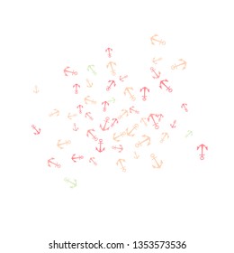 Pretty summer background with anchors. Anchor In Cartoon Free Style. Pattern Art Illustration Vector