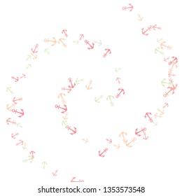 Pretty summer background with anchors. Anchor In Cartoon Free Style. Pattern Art Illustration Vector