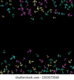 Pretty summer background with anchors. Anchor In Cartoon Free Style. Pattern Art Illustration Vector