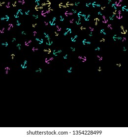 Pretty summer background with anchors. Anchor In Cartoon Free Style. Pattern Art Illustration Vector