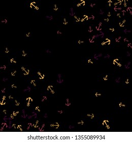 Pretty summer background with anchors. Anchor In Cartoon Free Style. Pattern Art Illustration Vector.