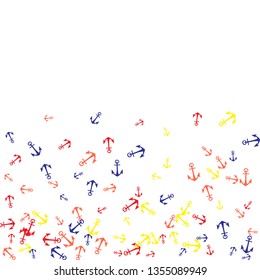 Pretty summer background with anchors. Anchor In Cartoon Free Style. Pattern Art Illustration Vector.