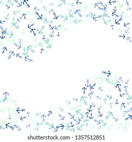 Pretty summer background with anchors. Anchor In Cartoon Free Style. Pattern Art Illustration Vector.