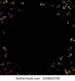 Pretty summer background with anchors. Anchor In Cartoon Free Style. Pattern Art Illustration Vector.