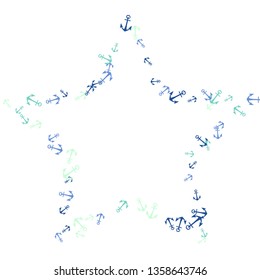 Pretty summer background with anchors. Anchor In Cartoon Free Style. Pattern Art Illustration Vector.