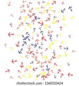 Pretty summer background with anchors. Anchor In Cartoon Free Style. Pattern Art Illustration Vector.