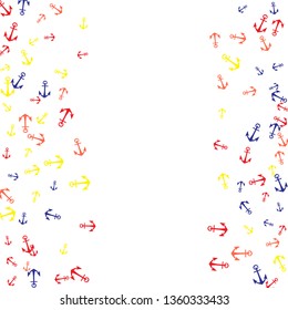 Pretty summer background with anchors. Anchor In Cartoon Free Style. Pattern Art Illustration Vector.