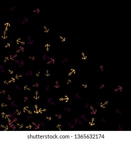 Pretty summer background with anchors. Anchor In Cartoon Free Style. Pattern Art Illustration Vector
