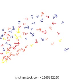 Pretty summer background with anchors. Anchor In Cartoon Free Style. Pattern Art Illustration Vector
