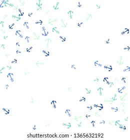 Pretty summer background with anchors. Anchor In Cartoon Free Style. Pattern Art Illustration Vector
