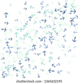 Pretty summer background with anchors. Anchor In Cartoon Free Style. Pattern Art Illustration Vector
