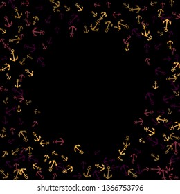 Pretty summer background with anchors. Anchor In Cartoon Free Style. Pattern Art Illustration Vector

