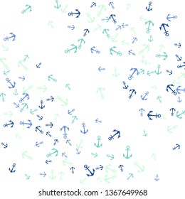 Pretty summer background with anchors. Anchor In Cartoon Free Style. Pattern Art Illustration Vector
