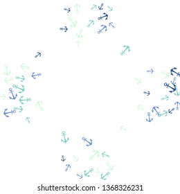 Pretty summer background with anchors. Anchor In Cartoon Free Style. Pattern Art Illustration Vector

