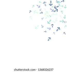 Pretty summer background with anchors. Anchor In Cartoon Free Style. Pattern Art Illustration Vector
