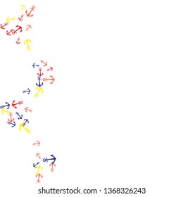 Pretty summer background with anchors. Anchor In Cartoon Free Style. Pattern Art Illustration Vector
