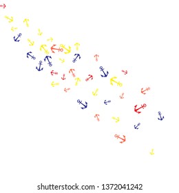 Pretty summer background with anchors. Anchor In Cartoon Free Style. Pattern Art Illustration Vector
