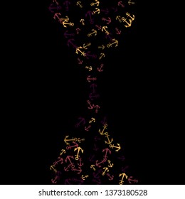 Pretty summer background with anchors. Anchor In Cartoon Free Style. Pattern Art Illustration Vector

