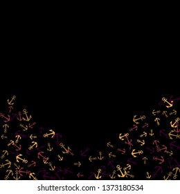 Pretty summer background with anchors. Anchor In Cartoon Free Style. Pattern Art Illustration Vector
