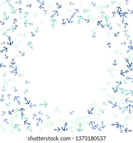 Pretty summer background with anchors. Anchor In Cartoon Free Style. Pattern Art Illustration Vector

