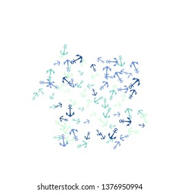 Pretty summer background with anchors. Anchor In Cartoon Free Style. Pattern Art Illustration Vector
