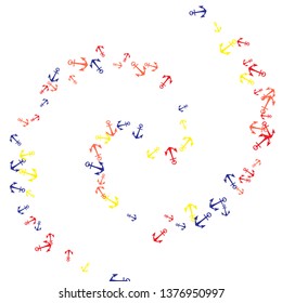 Pretty summer background with anchors. Anchor In Cartoon Free Style. Pattern Art Illustration Vector

