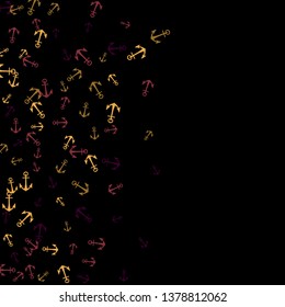 Pretty summer background with anchors. Anchor In Cartoon Free Style. Pattern Art Illustration Vector
