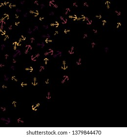 Pretty summer background with anchors. Anchor In Cartoon Free Style. Pattern Art Illustration Vector
