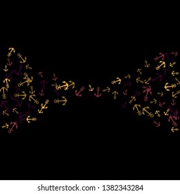 Pretty summer background with anchors. Anchor In Cartoon Free Style. Pattern Art Illustration Vector
