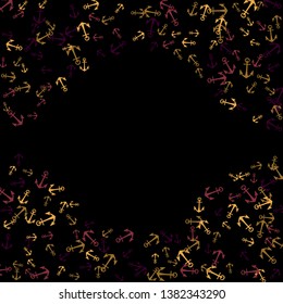 Pretty summer background with anchors. Anchor In Cartoon Free Style. Pattern Art Illustration Vector

