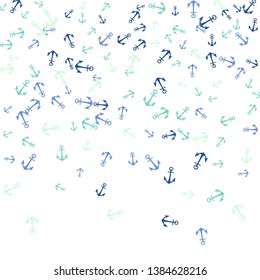 Pretty summer background with anchors. Anchor In Cartoon Free Style. Pattern Art Illustration Vector
