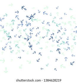 Pretty summer background with anchors. Anchor In Cartoon Free Style. Pattern Art Illustration Vector
