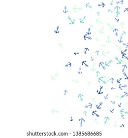 Pretty summer background with anchors. Anchor In Cartoon Free Style. Pattern Art Illustration Vector
