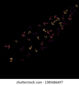 Pretty summer background with anchors. Anchor In Cartoon Free Style. Pattern Art Illustration Vector
