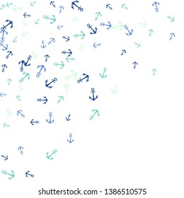 Pretty summer background with anchors. Anchor In Cartoon Free Style. Pattern Art Illustration Vector
