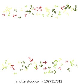Pretty summer background with anchors. Anchor In Cartoon Free Style. Pattern Art Illustration Vector
