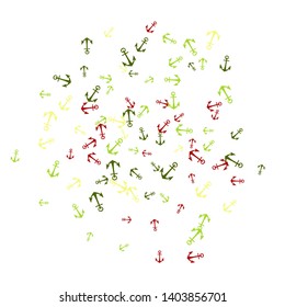 Pretty summer background with anchors. Anchor In Cartoon Free Style. Pattern Art Illustration Vector
